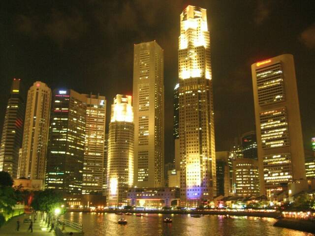 Raffles City by night